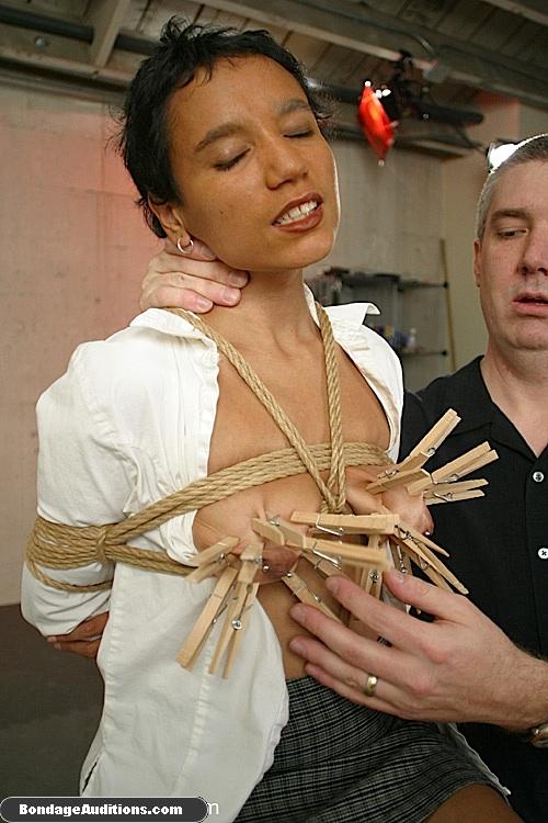 Heaps of clothespins for a lovely brunette  - XXX Dessert - Picture 10