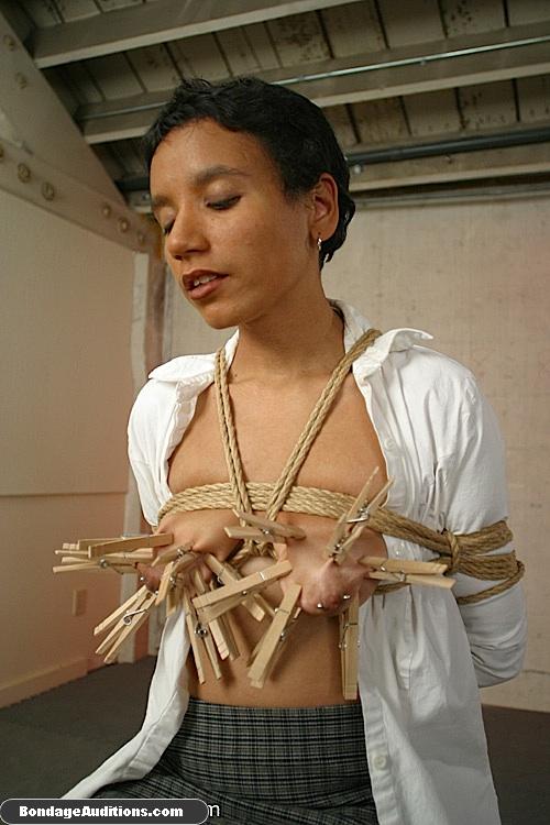 Heaps of clothespins for a lovely brunette  - XXX Dessert - Picture 12