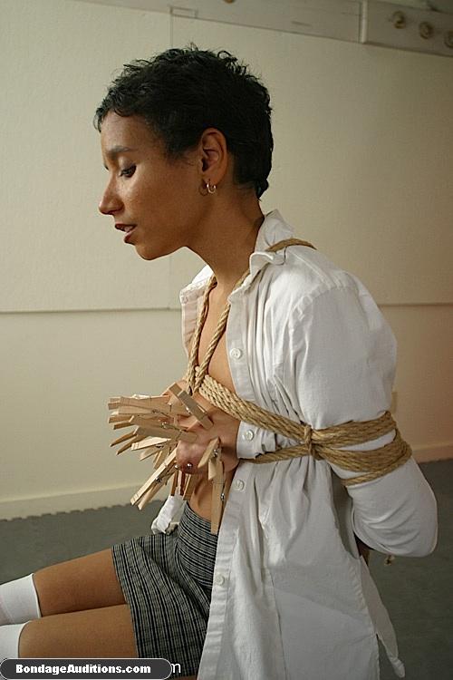 Heaps of clothespins for a lovely brunette  - XXX Dessert - Picture 15