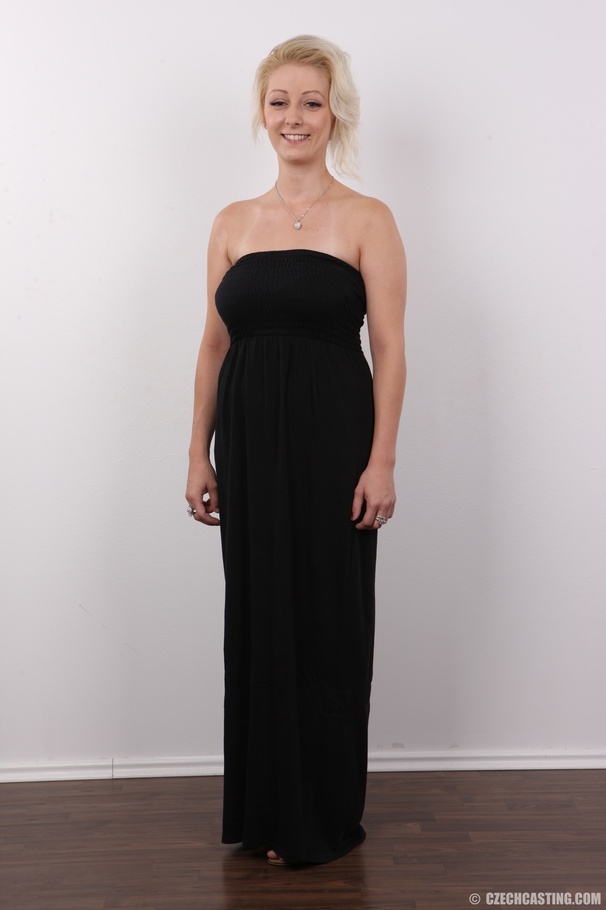 Blondes elegant black dress and blue pantie - XXX Dessert - Picture 1