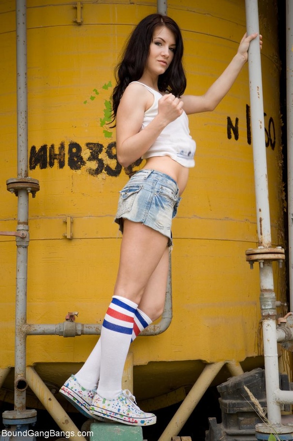 Teen in a short jean skirt is taken by men  - XXX Dessert - Picture 1