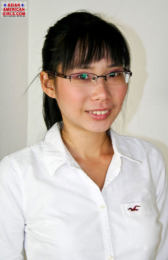 Tall Asian In Glasses, White Shirt And Checkered Skirt -8263