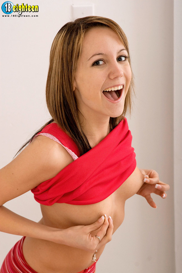 Delectable filly in a red top and striped p - XXX Dessert - Picture 2