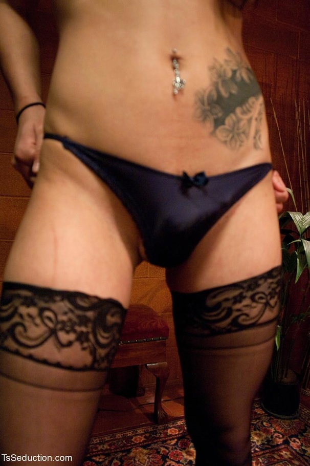 Tranny takes off her sexy blue panties befo - XXX Dessert - Picture 3