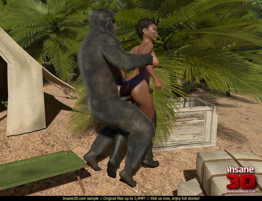 Short Haired Ebony Model Gets Rammed By A Nasty Gorilla Cartoontube Xxx