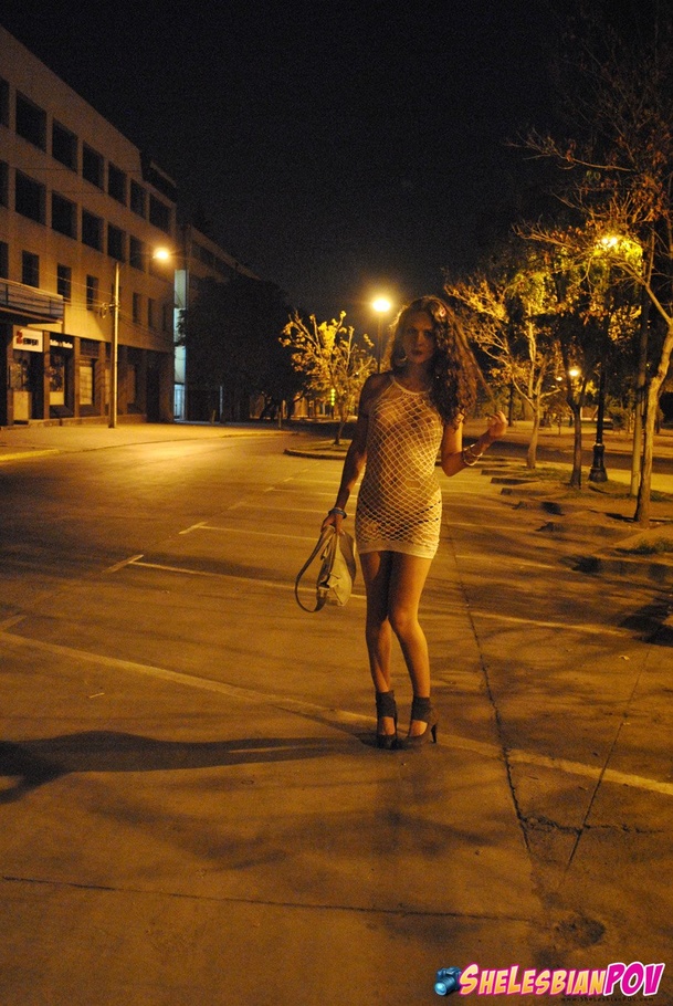 Brunette does sexy walk in public and revea - XXX Dessert - Picture 2