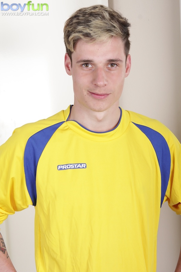 Adorable soccer twink with small cock fingers his tight ass for you - XXXonXXX - Pic 1