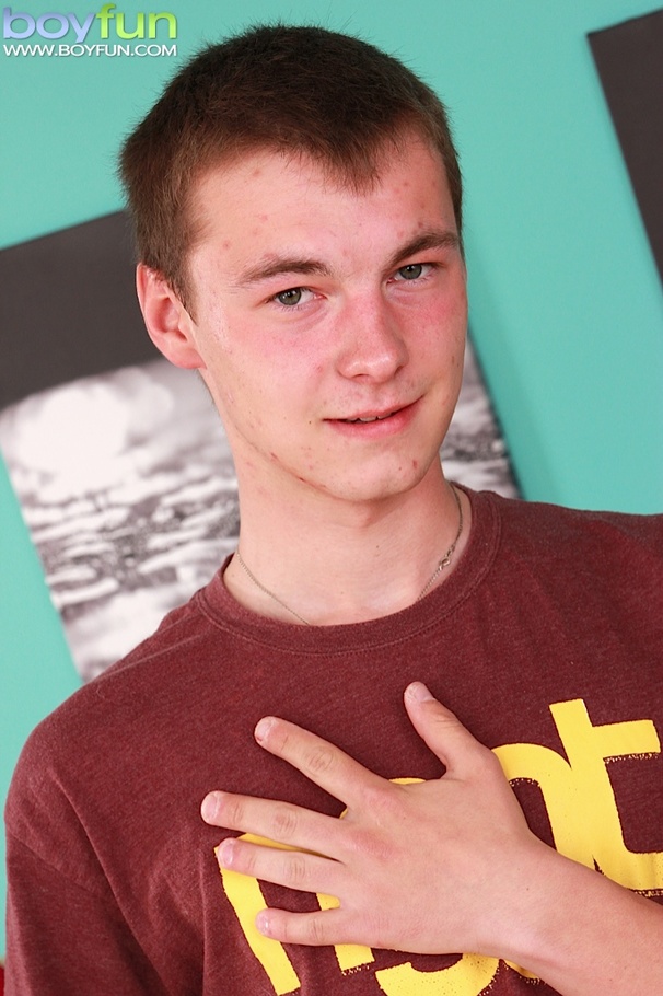 Cute uncut twink with big cock busts his hot load across his stomach - XXXonXXX - Pic 1