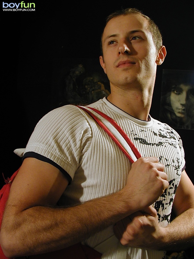 This gay looks so hot in his pants and white underwear and poses his great body for you - XXXonXXX - Pic 2