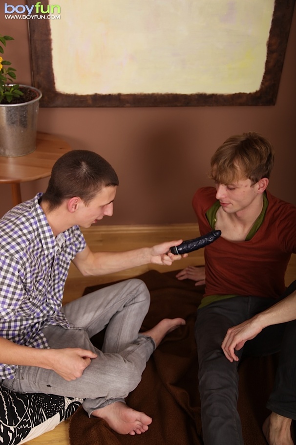 Gay couple have fun sucking a black dildo but then decide to blowjob - XXXonXXX - Pic 1
