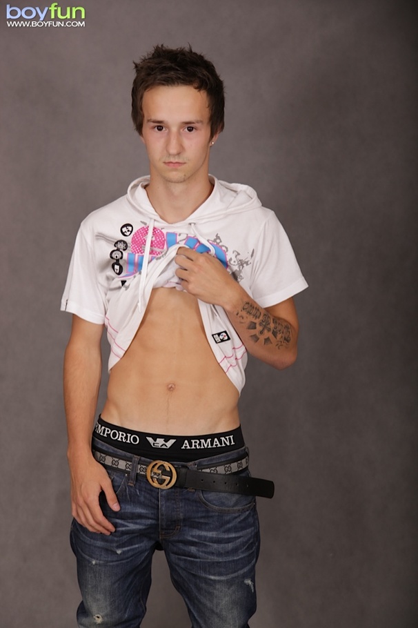 Hot skinny dude peels of his cock with his black briefs and poses - XXXonXXX - Pic 2