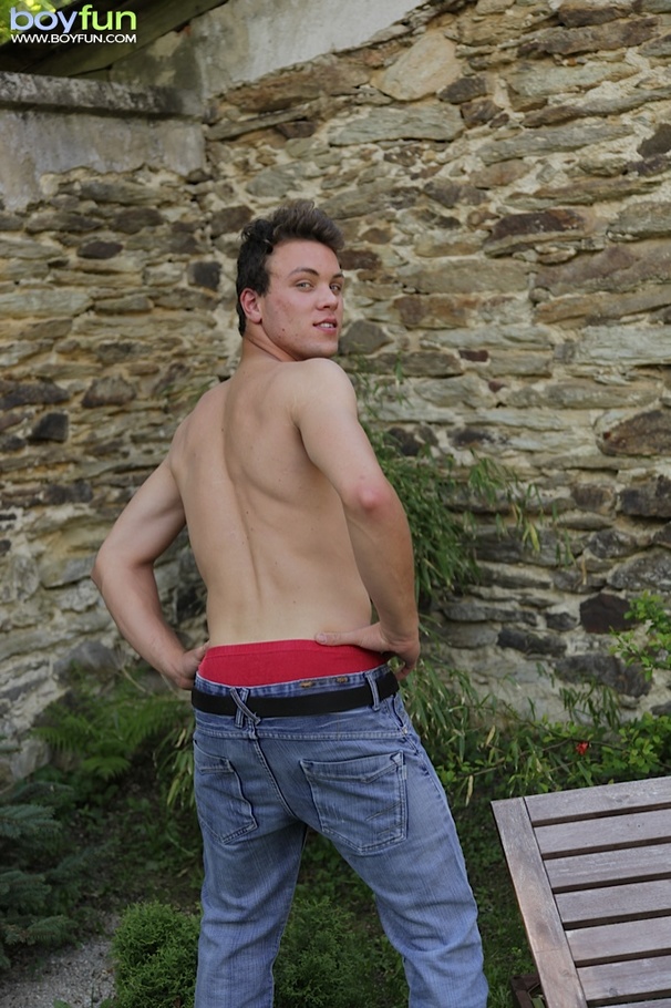 Hot lad wearing jeans and red briefs spreads his cheeks and shows anus - XXXonXXX - Pic 5