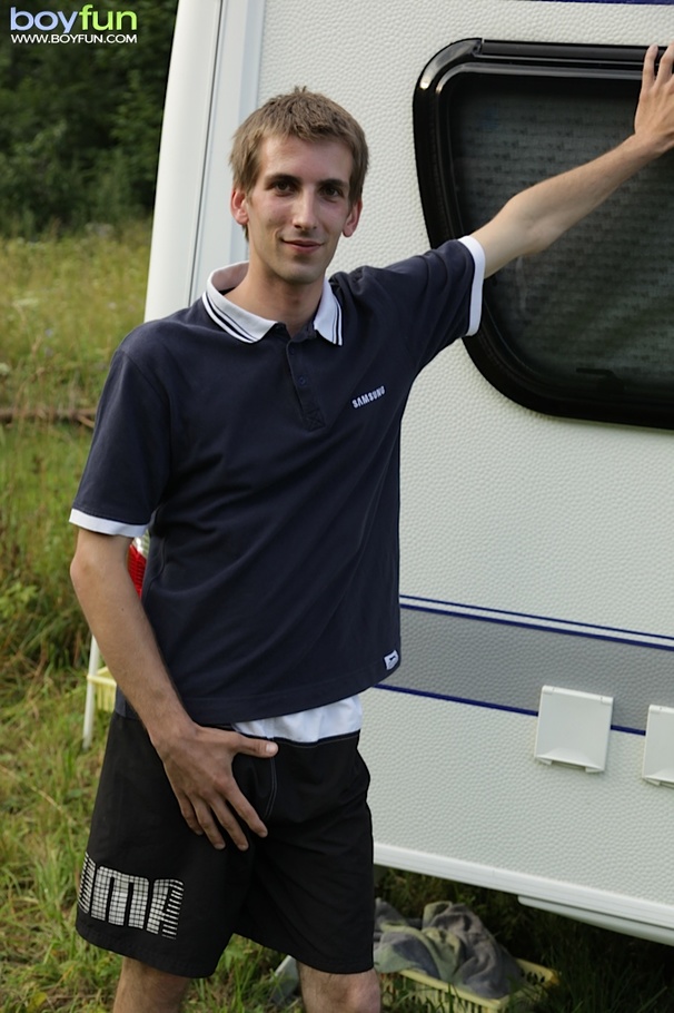 Skinny pervert with big balls undresses outdoors and poses in hot positions - XXXonXXX - Pic 2