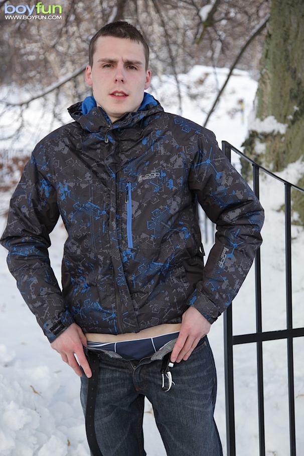 Cold weather made this youth horny to show his boxers and masturbate - XXXonXXX - Pic 2