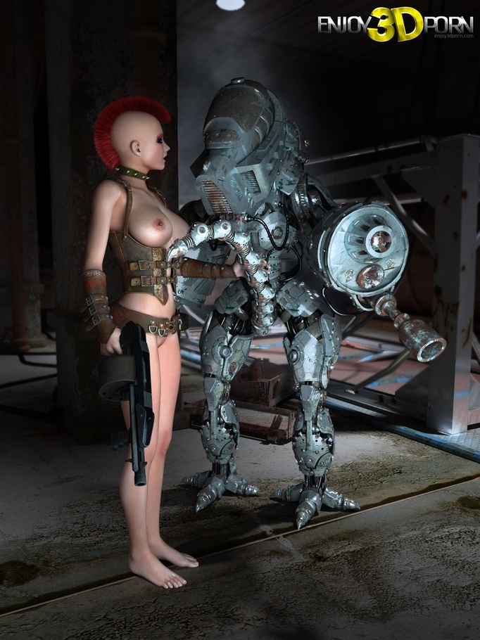 Rebel Cartoon Porn - Punk futuristic rebel gets horny and teases her robot's huge ...