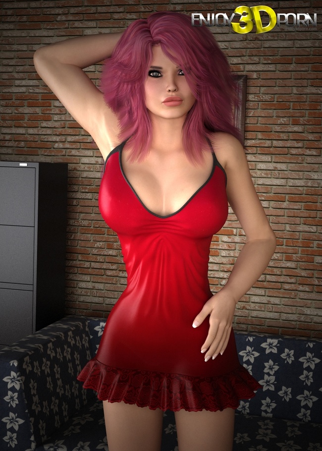 650px x 910px - Babe strips her sexy red nightgown to expose large supple ...