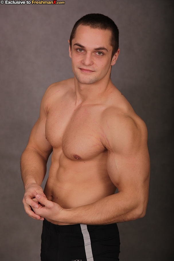 Hot dude takes off his red shirt and expose his stone hard big body before she pulls down his jeans and black boxers and reveals his humongous dick. - XXXonXXX - Pic 6