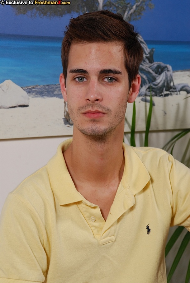 Cute soccer star takes off his yellow shirt and reveals his skinny body before he pulls down his green and black shorts and blue, black and white brief then teases with his long hard cock. - XXXonXXX - Pic 1
