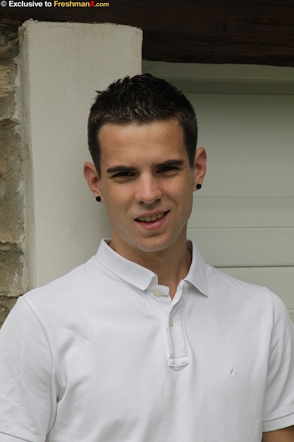 Gorgeous stud takes off his white shirt and bares his hunk body before he peels down his jeans and white brief and reveals his big dick beside a silver car in his garage. - XXXonXXX - Pic 1