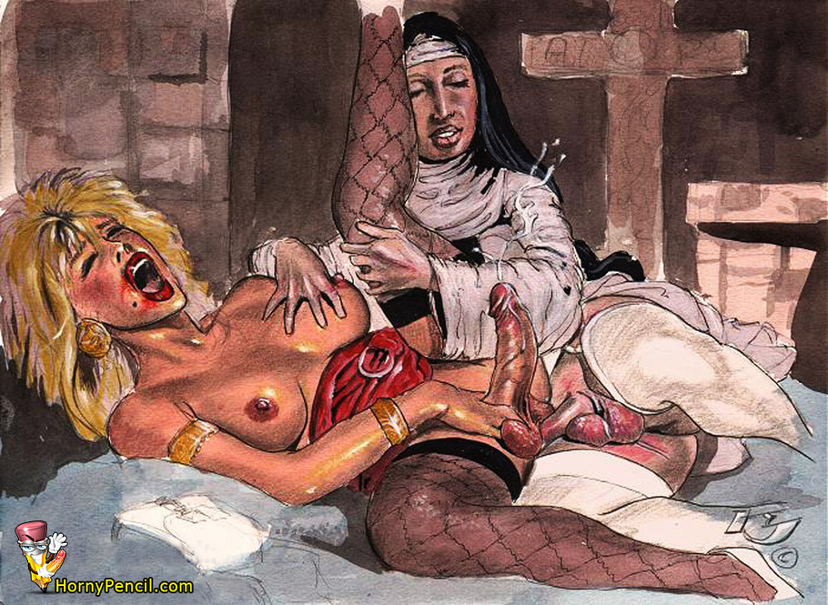 Shemale nun is a total cum slut who gets covered in jizz while her cock is  stroked. - CartoonTube.XXX