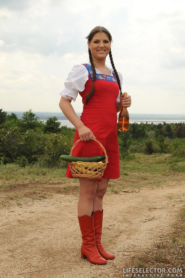 Brunette in red boots takes on four dicks a - XXX Dessert - Picture 1