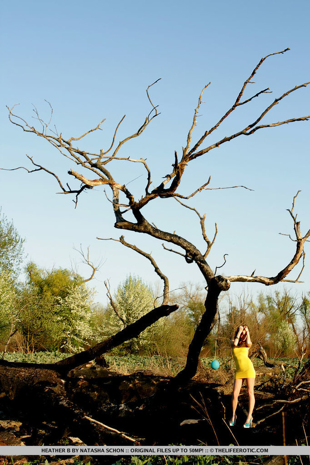 Girl in yellow dress goes outdoors to finge - XXX Dessert - Picture 2
