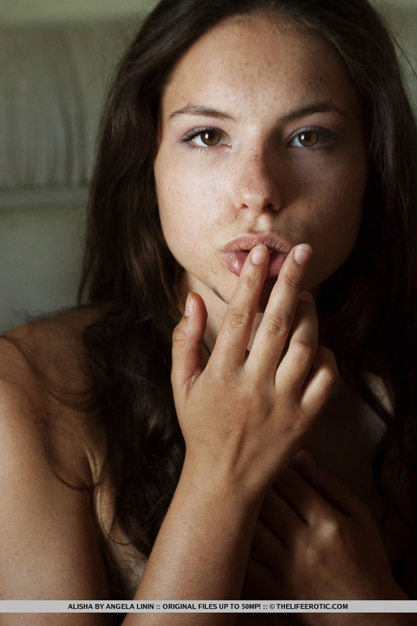 Lovely brunette lies on the bed and shows h - XXX Dessert - Picture 13