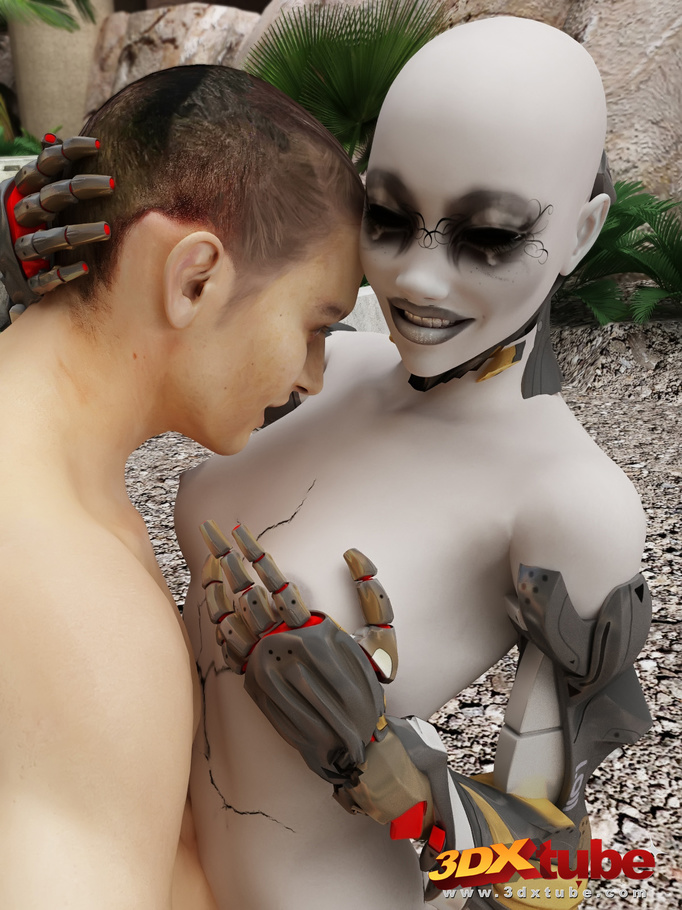 Bald android babe is fucked by a hung human on the - Picture 2