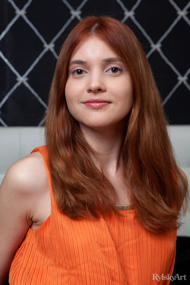 Redhead strips orange dress and bends on bl - XXX Dessert - Picture 2