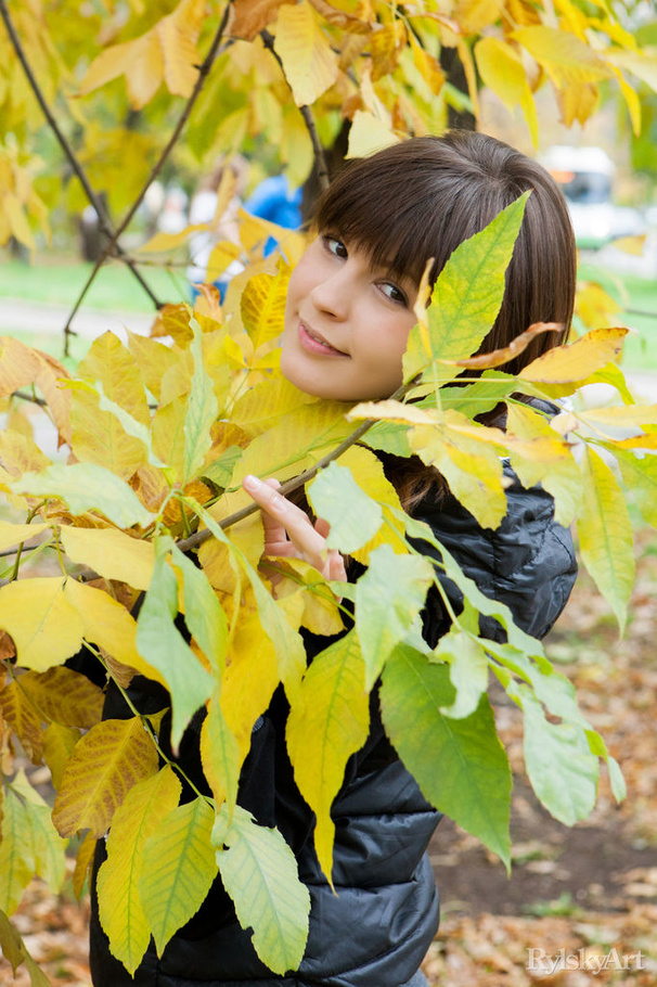 Sexy brunette poses outdoors in coat and un - XXX Dessert - Picture 2
