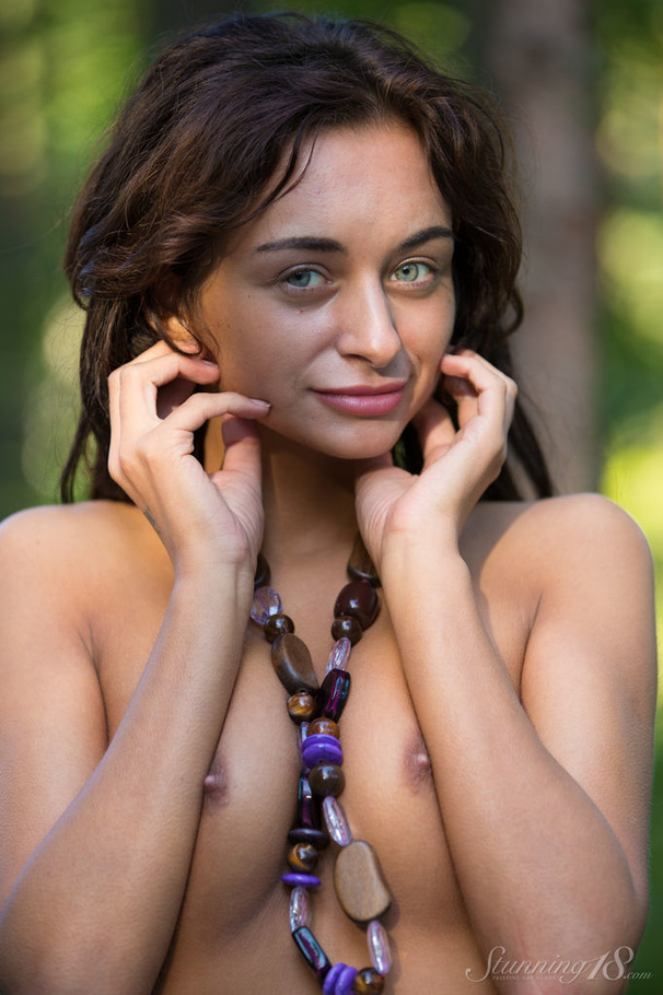 Chick with brown hair and green eyes sits n - XXX Dessert - Picture 16