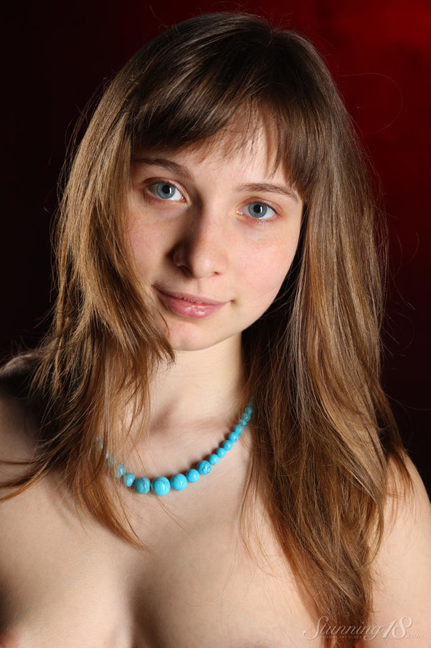 Brunette in jeans and red banduea strip qui - XXX Dessert - Picture 16