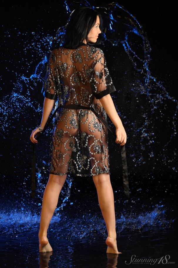 Brunette model in a see through night gown  - XXX Dessert - Picture 4