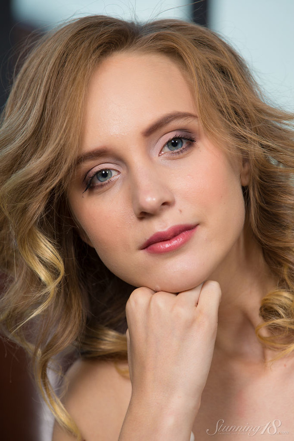 Gorgeous slim blonde goes naked on a couch  - XXX Dessert - Picture 16