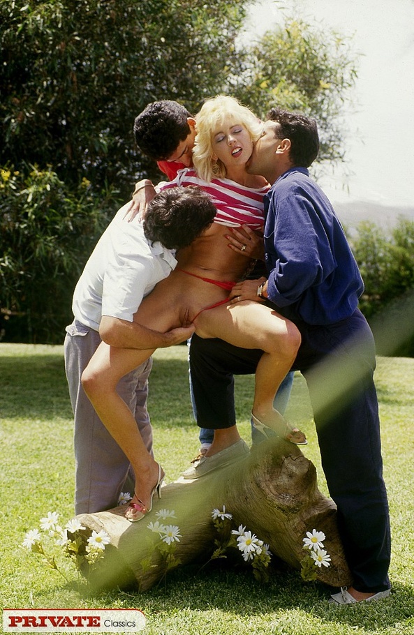 Alluring blonde teases three hunk men with  - XXX Dessert - Picture 2