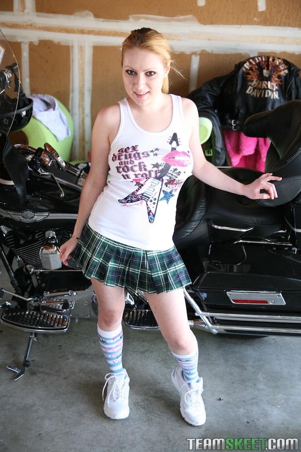 Alternative schoolgirl does a sexy striptease and sucks a cock while giving a tittyfuck - XXXonXXX - Pic 1