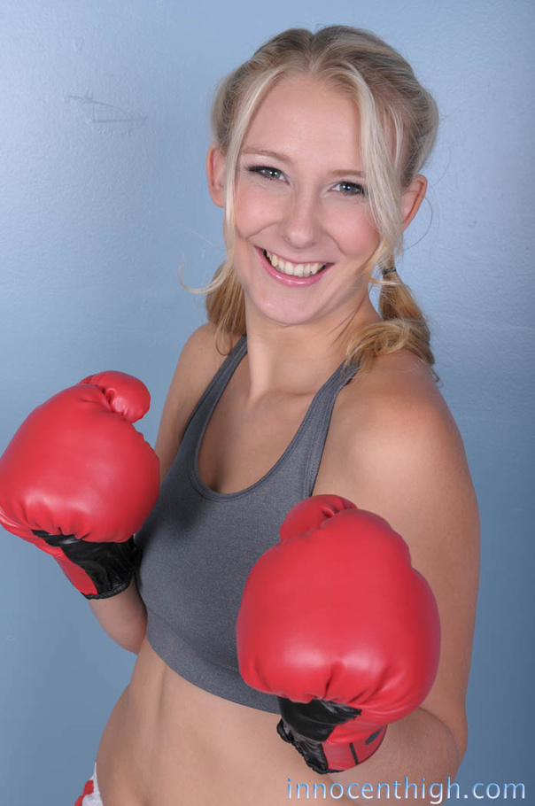 Pretty blonde with curvy body in boxing gloves strips and gets her pussy rubbed by horny coach - XXXonXXX - Pic 1