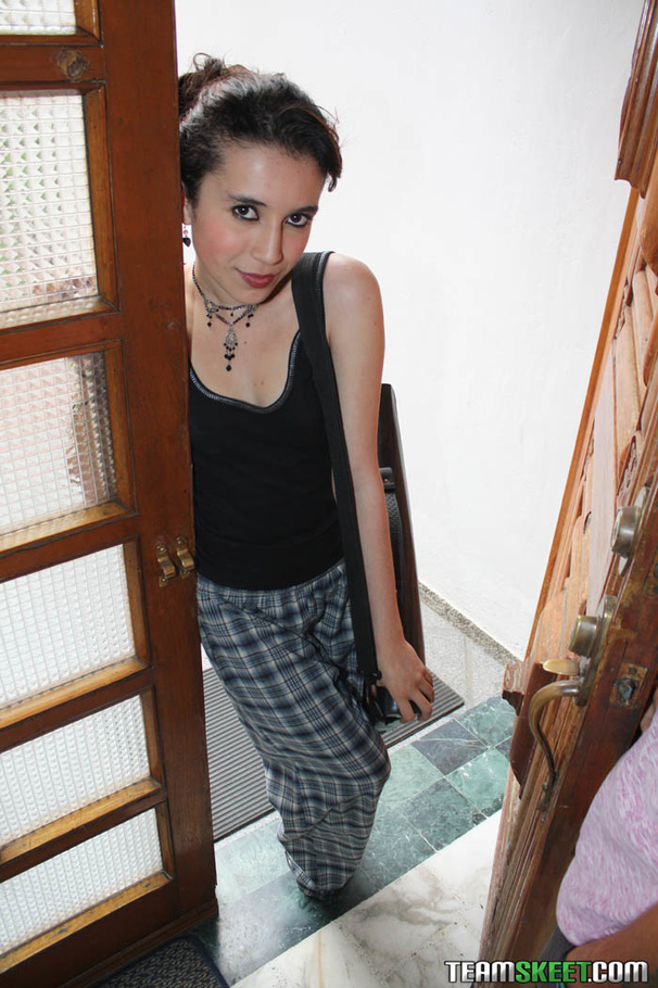 Petite body gal in black fishnet stockings  - XXX Dessert - Picture 1