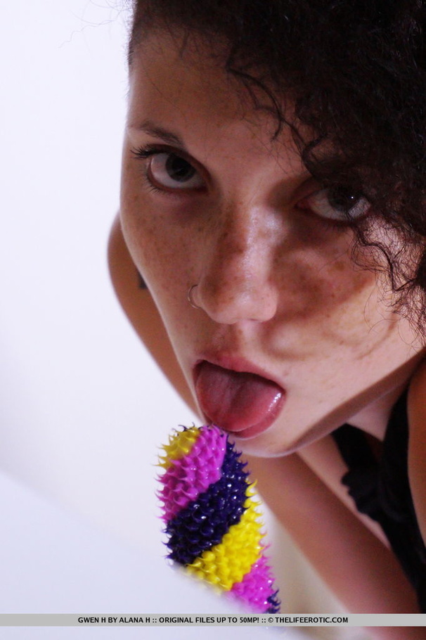 Tied girl cant wait to gets a colored dildo - XXX Dessert - Picture 16