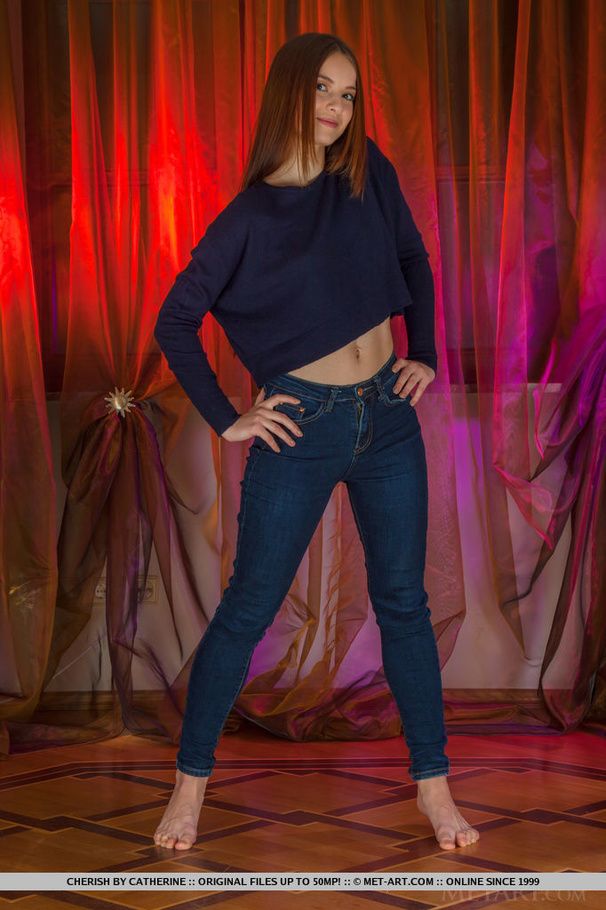 Seductive brunette wearing navy long sleeve - XXX Dessert - Picture 1