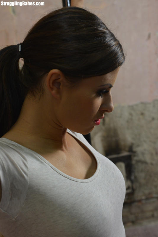 Lovely brunette in white dress and black boots bound, gagged, spanked and choked - XXXonXXX - Pic 2