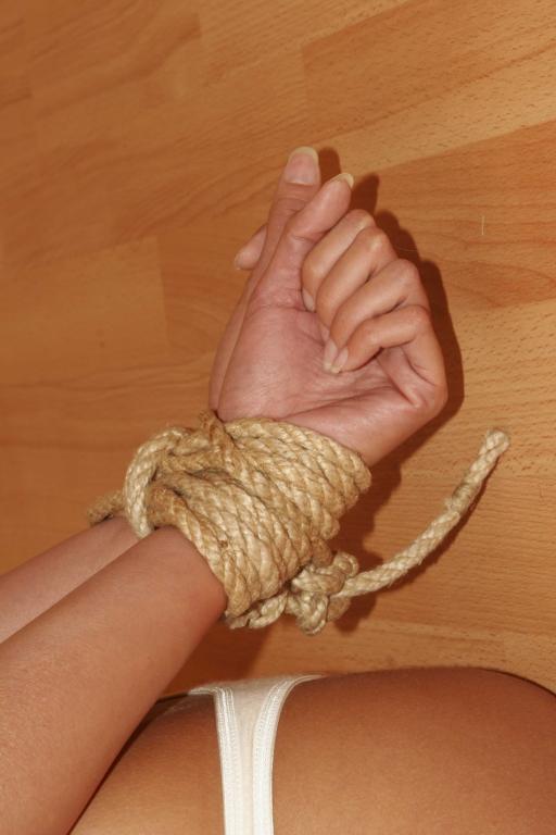 Cute tits Asian babe in white panties and socks tied with thick ropes and gagged - XXXonXXX - Pic 10
