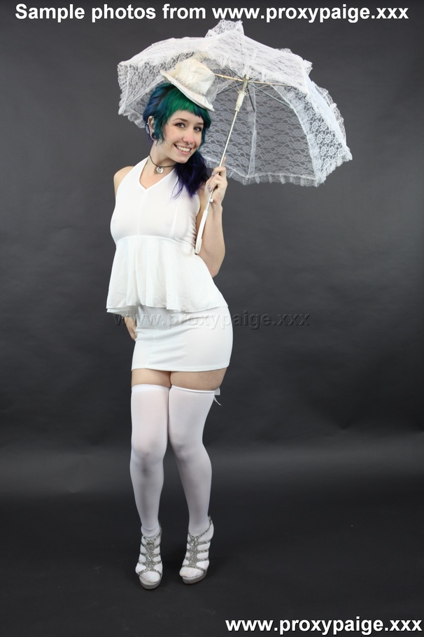 Teen cutie in white suit, hat, stockings and umbrella playing with her asshole prolapse - XXXonXXX - Pic 10