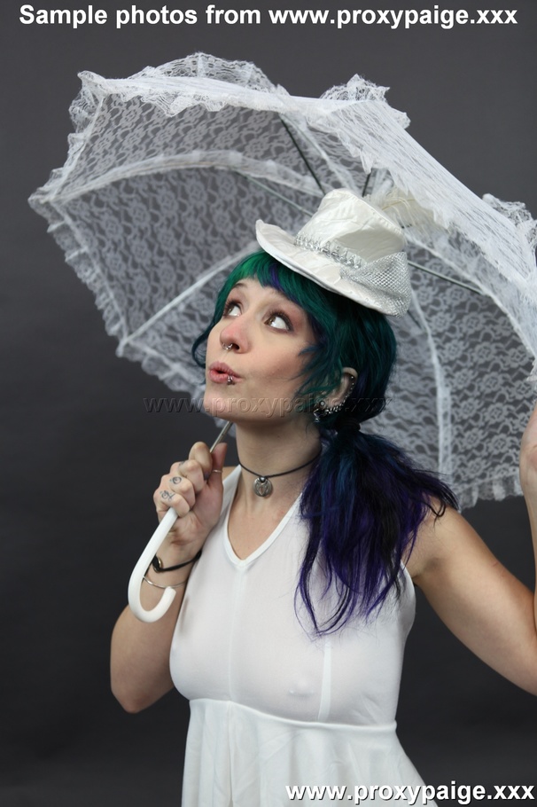 Teen cutie in white suit, hat, stockings and umbrella playing with her asshole prolapse - XXXonXXX - Pic 12