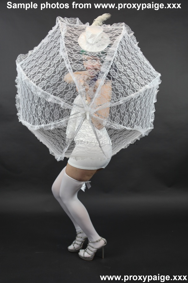 Teen cutie in white suit, hat, stockings and umbrella playing with her asshole prolapse - XXXonXXX - Pic 13