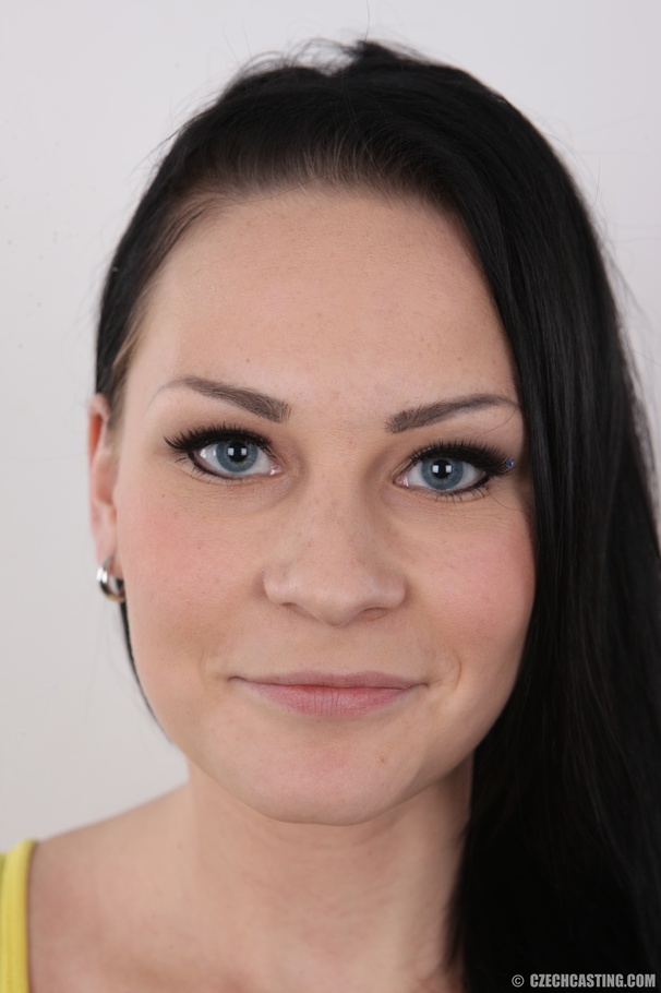 This blue eyed brunette seems shy, but she's far from it - XXXonXXX - Pic 1