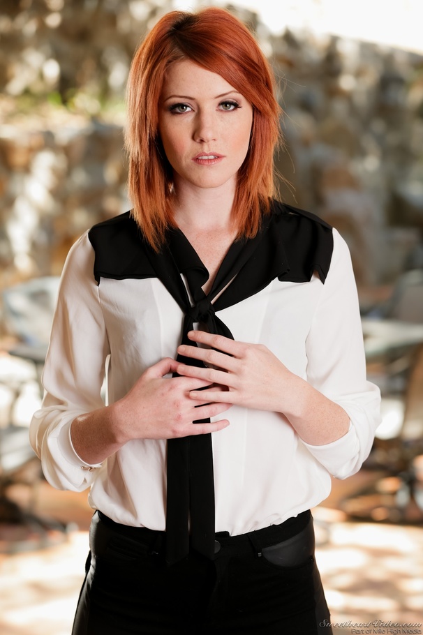 Posing on the floor from a green-eyed redhead teen - XXXonXXX - Pic 1