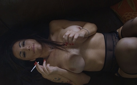Brunette takes a shower and a smoke before taking a dick - XXXonXXX - Pic 2