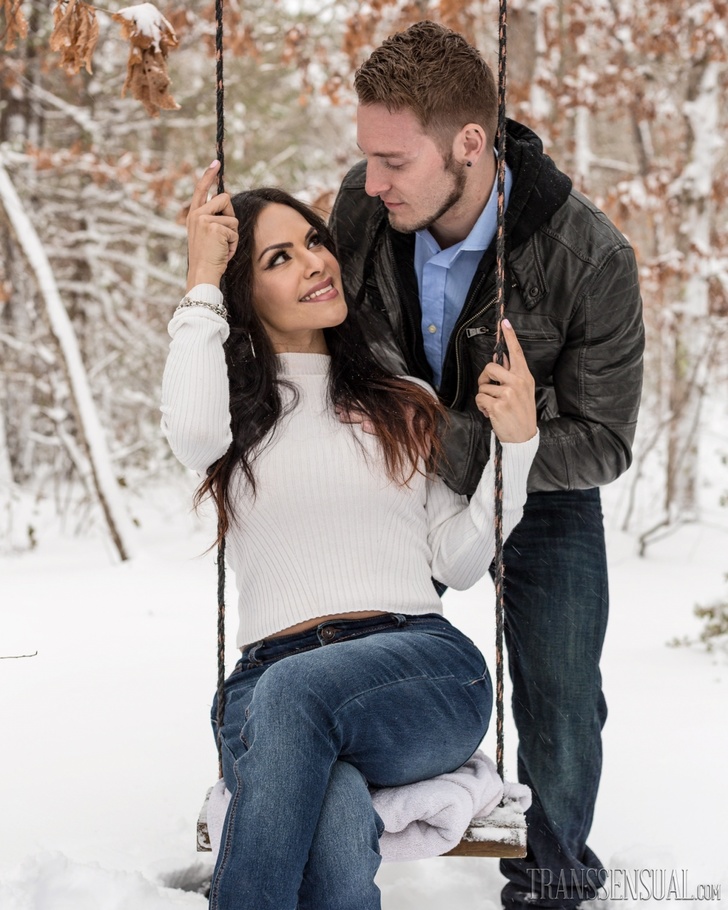 Lovely tranny gets hot with her man by the fireplace - XXXonXXX - Pic 3