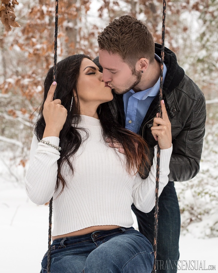 Lovely tranny gets hot with her man by the fireplace - XXXonXXX - Pic 4